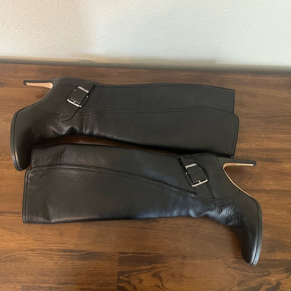 Christian Dior Leather Pull On Tall Black Heel Boots Sz 36 - Picture 13 of 13